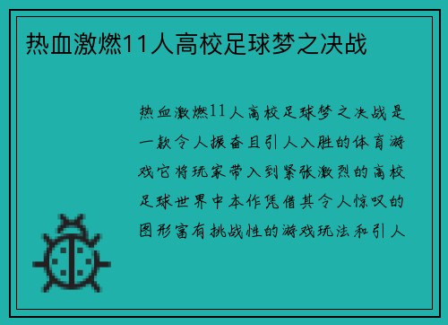 热血激燃11人高校足球梦之决战